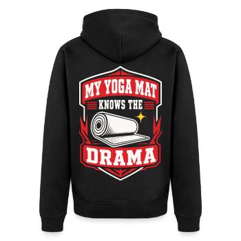 My Yoga Mat Knows the Drama - Unisex Premium Bio Zip Hoodie - Schwarz - Hinten - Nico (187cm)