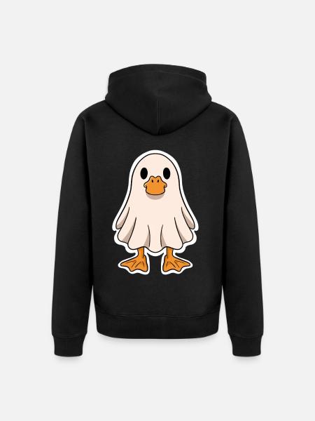 Geister-Ente Kuschel-Design - Unisex Premium Bio Zip Hoodie - Schwarz