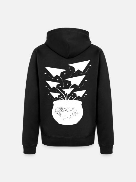 Papierflieger Gartenzauber - Unisex Premium Bio Zip Hoodie - Schwarz