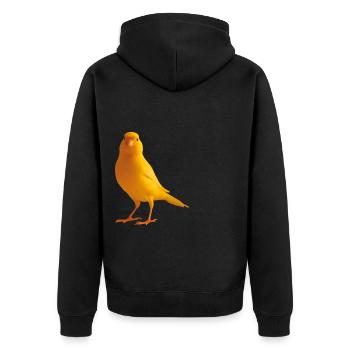 Kanarienvogel yellow bird - Unisex Premium Bio Zip Hoodie - Schwarz - Hinten - Nico (187cm)