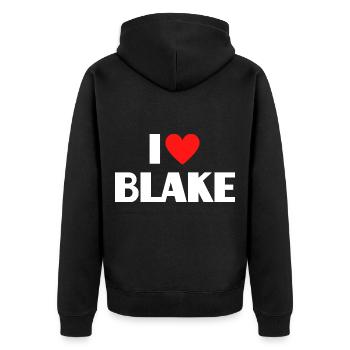 J’aime Blake Red Heart Love Fan Gift - Veste à capuche bio Premium Unisexe - noir - Dos - Nico (187cm)