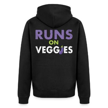 Sportler auf Gemüse Vegan - Unisex Premium Bio Zip Hoodie - Schwarz - Hinten - Nico (187cm)