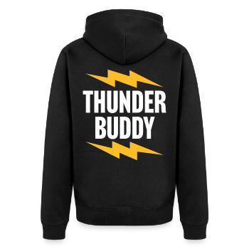 Thunder Buddy - Unisex Premium Organic Zip Hoodie - black - Back - Nico (187cm)