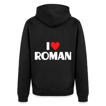 J’aime Roman Red Heart Love Fan Gift - Veste à capuche bio Premium Unisexe - noir - Dos - Nico (187cm)