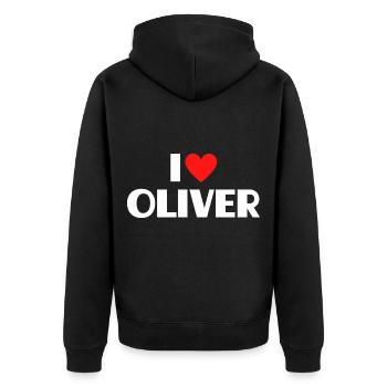 J’aime Oliver Red Heart Love Fan Gift - Veste à capuche bio Premium Unisexe - noir - Dos - Nico (187cm)