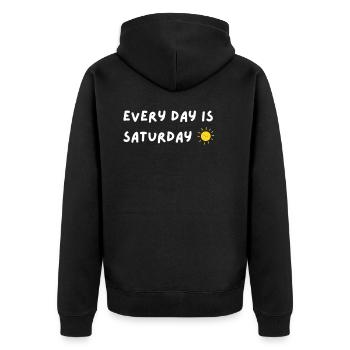 Jeder Tag Ist Samstag Sonne Wochenende Urlaub Frei - Unisex Premium Bio Zip Hoodie - Schwarz - Hinten - Nico (187cm)