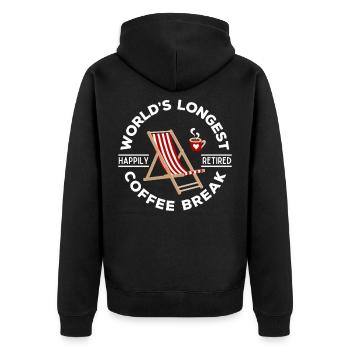 World's Longest Coffee Break Ruhestand Rentner - Unisex Premium Bio Zip Hoodie - Schwarz - Hinten - Nico (187cm)
