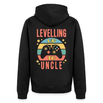 Werdender Onkel Bester Gamer Level Up Geschenk - Unisex Premium Bio Zip Hoodie - Schwarz - Hinten - Nico (187cm)