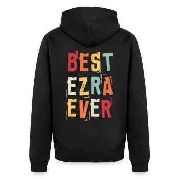 Best Ezra Ever First Name Retro Text Gift - Unisex Premium Organic Zip Hoodie - black - Back - Nico (187cm)