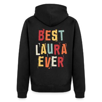 Meilleur Laura Jamais Prénom Texte Rétro Cadeau - Veste à capuche bio Premium Unisexe - noir - Dos - Nico (187cm)