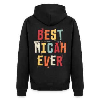 Best Micah Ever Retro First Name Text Saying - Unisex Premium Organic Zip Hoodie - black - Back - Nico (187cm)