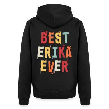 Meilleur Erika Jamais Rétro Prénom Texte Disant - Veste à capuche bio Premium Unisexe - noir - Dos - Nico (187cm)