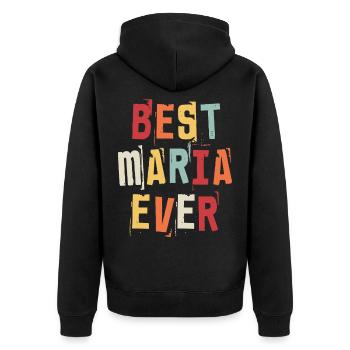 Beste Maria Ever Retro Vorname Text Spruch - Unisex Premium Bio Zip Hoodie - Schwarz - Hinten - Nico (187cm)