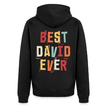 Best David Ever Retro First Name Text Saying - Unisex Premium Organic Zip Hoodie - black - Back - Nico (187cm)