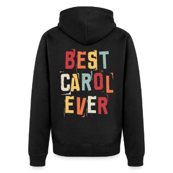 Beste Carol Ever Retro Vorname Text Spruch - Unisex Premium Bio Zip Hoodie - Schwarz - Hinten - Nico (187cm)