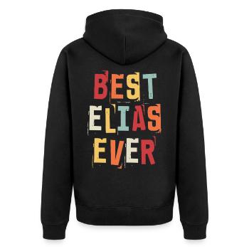 Meilleur Elias jamais rétro Prénom Texte Dire - Veste à capuche bio Premium Unisexe - noir - Dos - Nico (187cm)