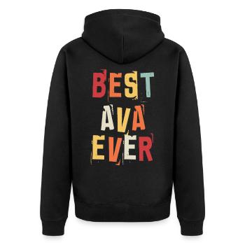 Best Ava Ever Retro First Name Text Saying - Unisex Premium Organic Zip Hoodie - black - Back - Nico (187cm)