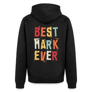 Best Mark Ever Retro First Name Text Saying - Unisex Premium Organic Zip Hoodie - black - Back - Nico (187cm)