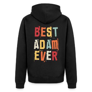 Bester Adam Ever Retro Vorname Text Spruch - Unisex Premium Bio Zip Hoodie - Schwarz - Hinten - Nico (187cm)