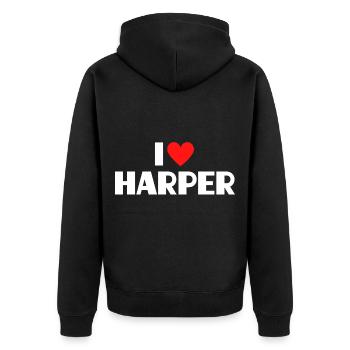 I Love Harper Red Heart Love Fan Gift - Veste à capuche bio Premium Unisexe - noir - Dos - Nico (187cm)