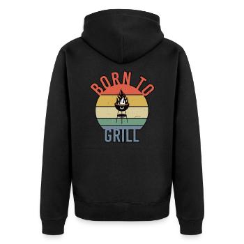 Born to Grill Retro - Unisex Premium Organic Zip Hoodie - black - Back - Nico (187cm)