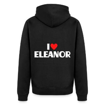 I love Eleanor Rotes Herz Liebe Fan Geschenk - Unisex Premium Bio Zip Hoodie - Schwarz - Hinten - Nico (187cm)