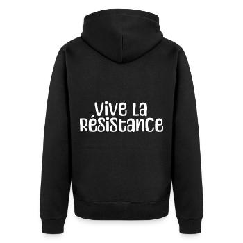 Vive la Résistance Es lege die Revelution - Unisex Premium Bio Zip Hoodie - Schwarz - Hinten - Nico (187cm)