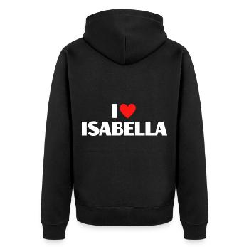 I love Isabella Rotes Herz Liebe Fan Geschenk - Unisex Premium Bio Zip Hoodie - Schwarz - Hinten - Nico (187cm)