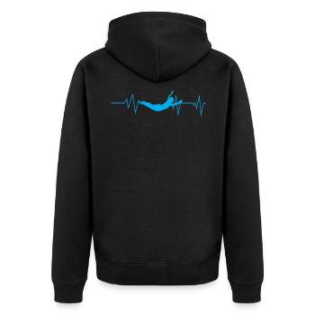 Schwimmen Herzschlag - Unisex Premium Bio Zip Hoodie - Schwarz - Hinten - Nico (187cm)