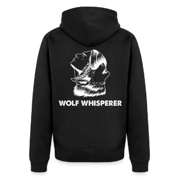 Wolf - Unisex Premium Organic Zip Hoodie - black - Back - Nico (187cm)