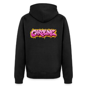 CAROLINE GRAFFITI NAME FOR PERFECT GIFT PRINTABLE  - Veste à capuche bio Premium Unisexe - noir - Dos - Nico (187cm)