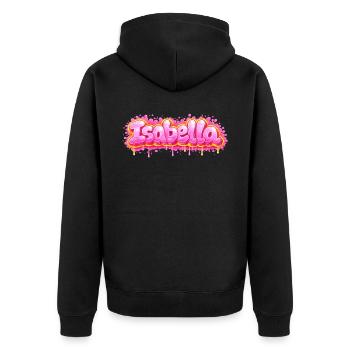 ISABELLA GRAFFITI NAME FÜR PERFEKTES GESCHENK DRUCKBAR - Unisex Premium Bio Zip Hoodie - Schwarz - Hinten - Nico (187cm)
