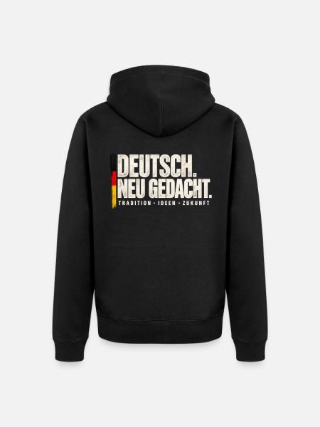 DEUTSCH. NEU GEDACHT. - Unisex Premium Bio Zip Hoodie - Schwarz