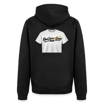 Lies Learn & Grown - Unisex Premium Bio Zip Hoodie - Schwarz - Hinten - Nico (187cm)