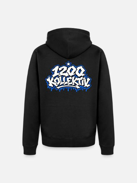 1200 Kollektion Graffiti Label - Unisex Premium Bio Zip Hoodie - Schwarz
