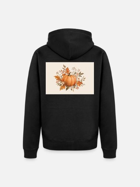 Herbstliches Kürbisdesign - Unisex Premium Bio Zip Hoodie - Schwarz