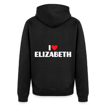 I love Elizabeth Rotes Herz Liebe Fan Geschenk - Unisex Premium Bio Zip Hoodie - Schwarz - Hinten - Nico (187cm)