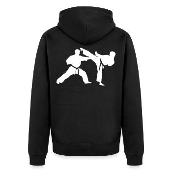 Karate Free Time Gift Karateka - Unisex Premium Organic Zip Hoodie - black - Back - Nico (187cm)