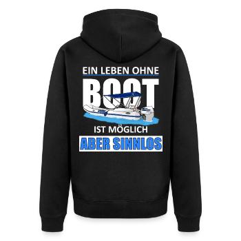 Ein leben Ohne Boot Schlauchboot - Unisex Premium Bio Zip Hoodie - Schwarz - Hinten - Nico (187cm)