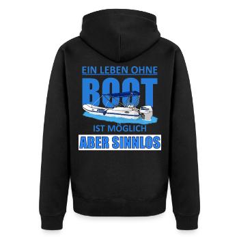 Ein leben Ohne Boot - Unisex Premium Bio Zip Hoodie - Schwarz - Hinten - Nico (187cm)