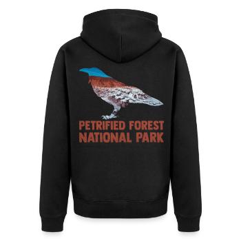 USA Amerika Nationalpark - Unisex Premium Bio Zip Hoodie - Schwarz - Hinten - Nico (187cm)