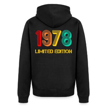 1978 born Born 1978 Gift Birthday - Unisex Premium Organic Zip Hoodie - black - Back - Nico (187cm)