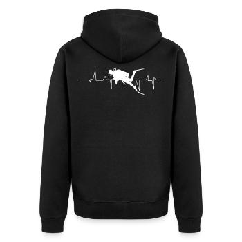 diver - Unisex Premium Organic Zip Hoodie - black - Back - Nico (187cm)