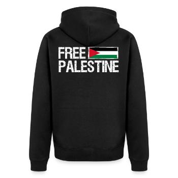Free palestine - Unisex Premium Bio Zip Hoodie - Schwarz - Hinten - Nico (187cm)