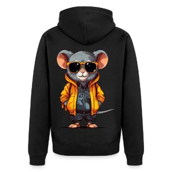Urban Rodent: Streetwise Mouse Vibes - Veste à capuche bio Premium Unisexe - noir - Dos - Nico (187cm)