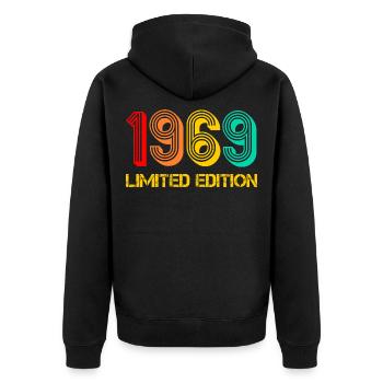 1969 geboren Jahrgang 1969 Geschenk Geburtstag - Unisex Premium Bio Zip Hoodie - Schwarz - Hinten - Nico (187cm)