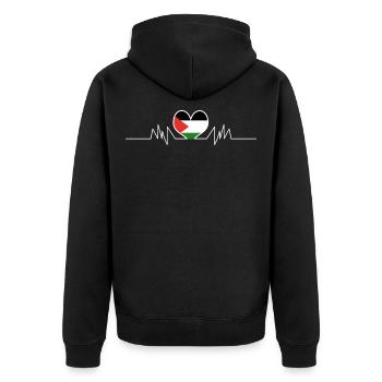Palästina - Unisex Premium Bio Zip Hoodie - Schwarz - Hinten - Nico (187cm)