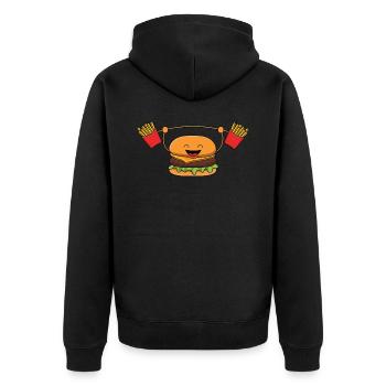 Frites haltérophiles Burger - Veste à capuche bio Premium Unisexe - noir - Dos - Nico (187cm)