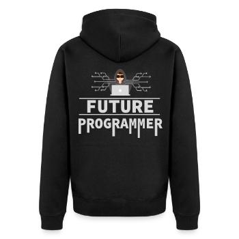 Programmer Coder Software Developer - Unisex Premium Organic Zip Hoodie - black - Back - Nico (187cm)
