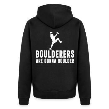 Bouldern - Unisex Premium Bio Zip Hoodie - Schwarz - Hinten - Nico (187cm)